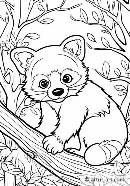 Página para colorir de panda vermelho fofo